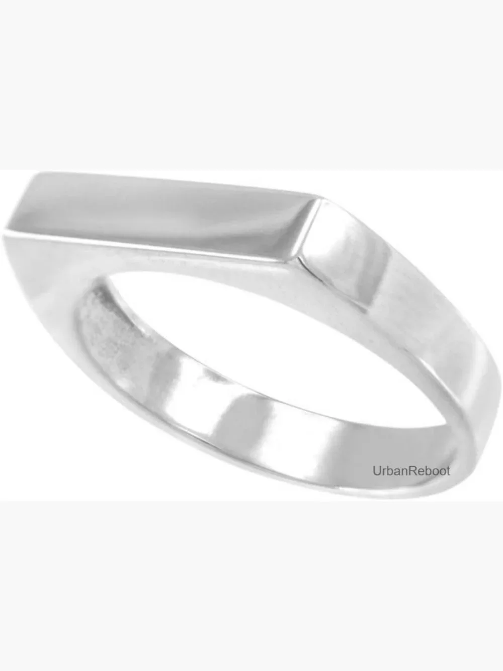 Stackable 925 Sterling Silver Engravable Signet Ring Size 8 Flat Top